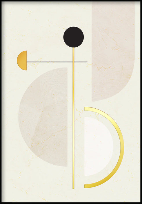 Creme Geometric Art Left Real Gold Poster